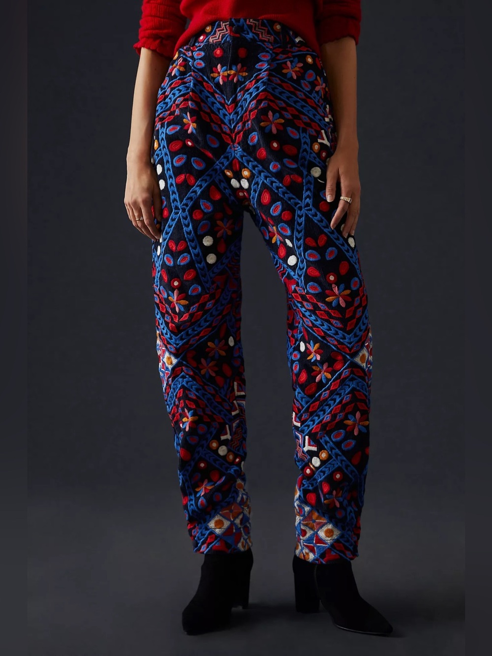 Farm Rio Embroidered Corduroy Pants M